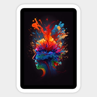 Abstract Colourful Human Head, generative AI Sticker